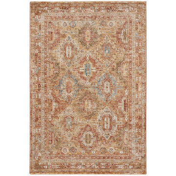 Sahar SHR01 Traditional Persian Vintage Distressed Ornate Border Soft-Touch Polyester Low Profile Short Pile Rust Rug-Nourison-Rug Love - The Most Loved Rug Store